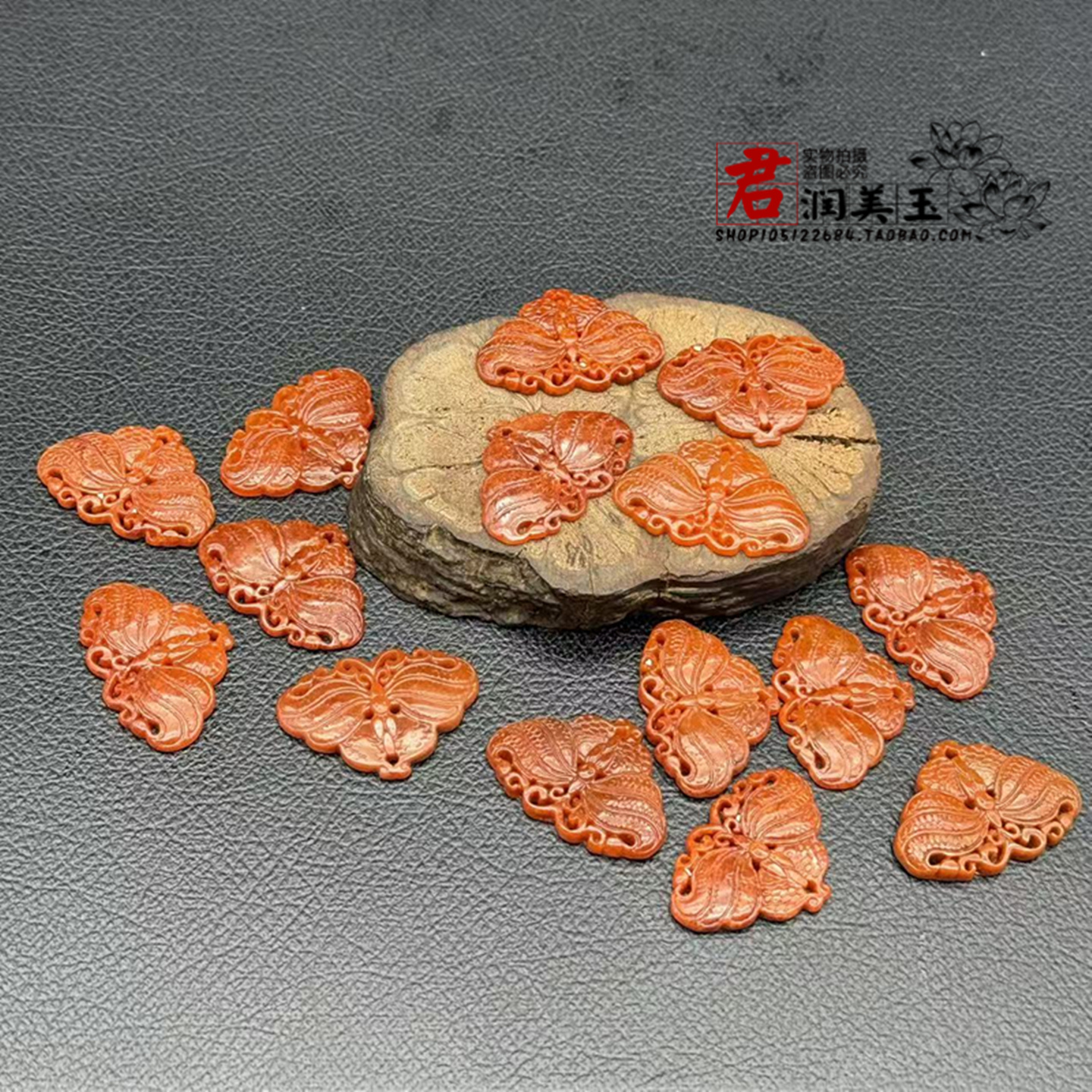 红绯色蝴蝶吊坠挂件璎珞旗袍压襟