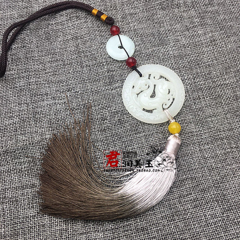 手工原创琉璃仿白玉仿古龙玉佩流苏腰佩禁步男款汉服配饰古风饰品