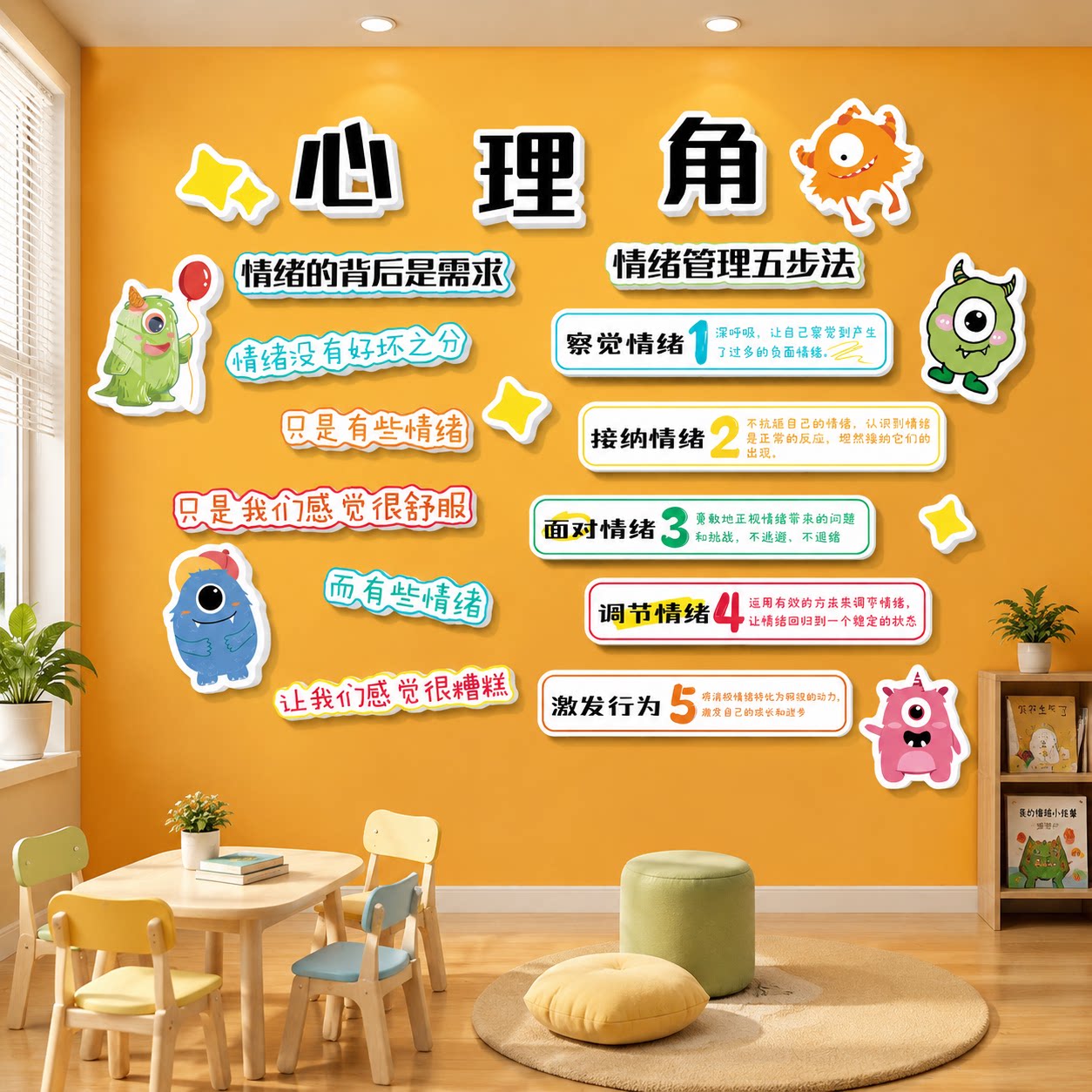 心理咨询室布置挂图海报学校减压健康辅导教室文化背景墙面装饰画