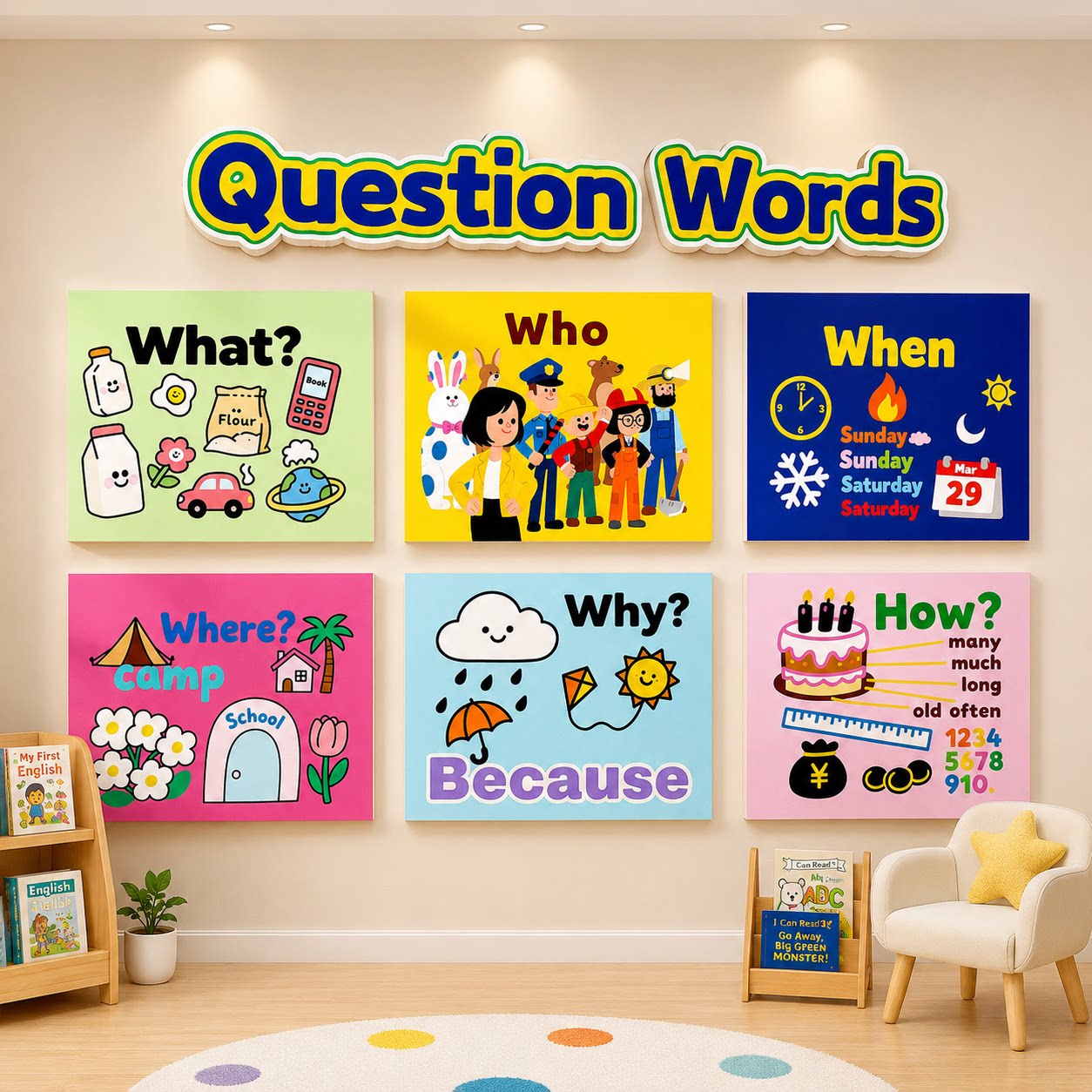英语教室布置幼儿园环创绘本馆装饰英文培训机构学校班级文化墙贴
