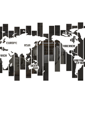 世界地图办公室亚克力立体墙贴