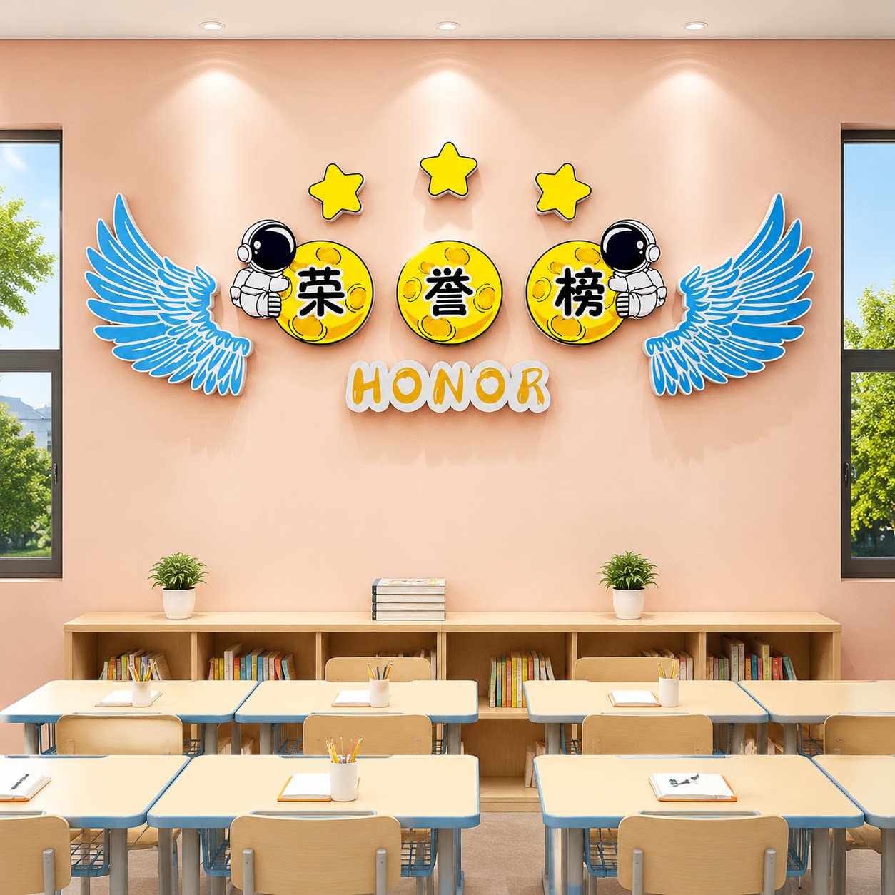 光荣榜墙贴班级荣誉榜展示墙学生教室评比表扬栏创意立体布置装饰