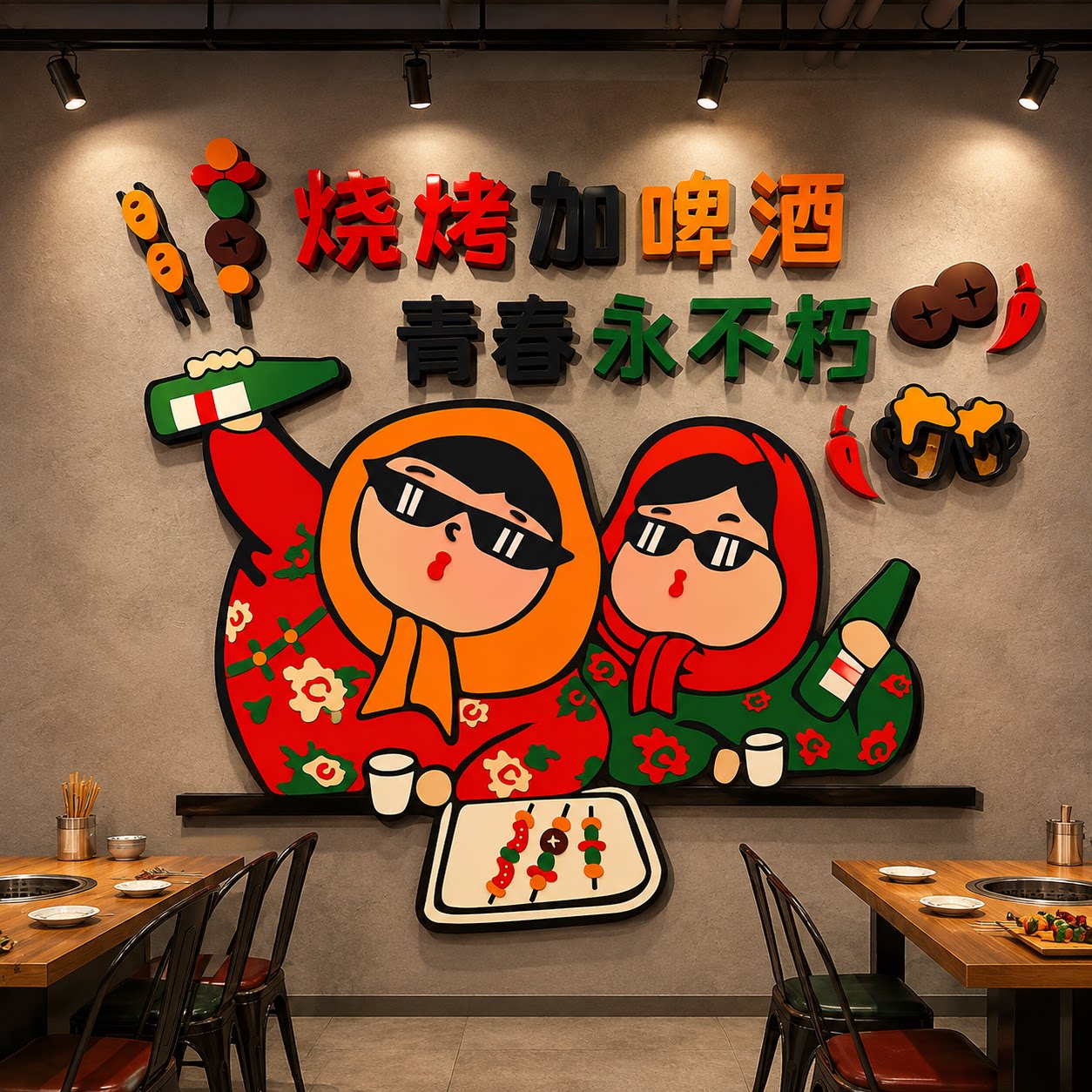 网红东北话方言特色破饭店餐饮画烧烤墙贴铁锅炖墙面装饰品农家乐