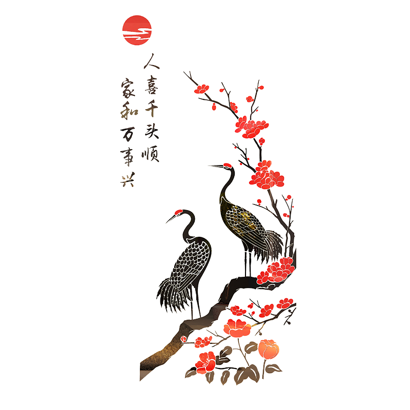 亚克力客厅玄关沙发梅花墙贴画