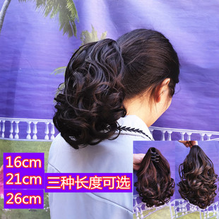 假发女短发马尾短卷发大波浪抓夹式自然逼真马尾辫梨花马尾接发片