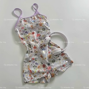 连体平角专业训练游泳馆专用高级感 竞速游泳衣女款 夏日花海