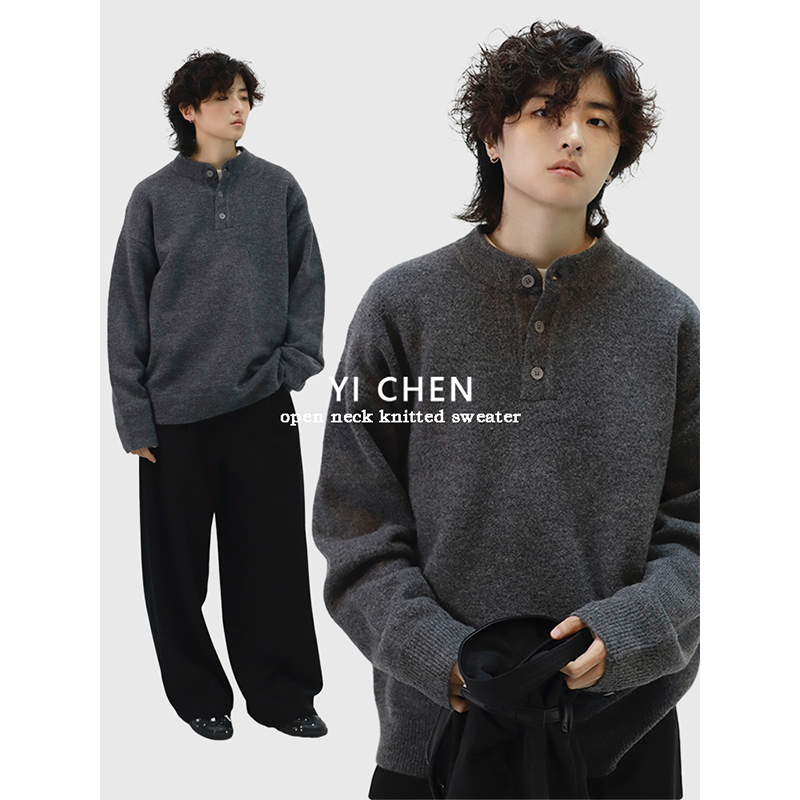 一衬YICHEN亨利领慵懒感毛衣
