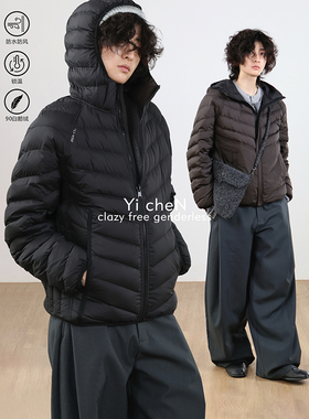 一衬YICHEN  秋冬连帽白鹅绒排骨羽绒服防风双面穿保暖面包服外套