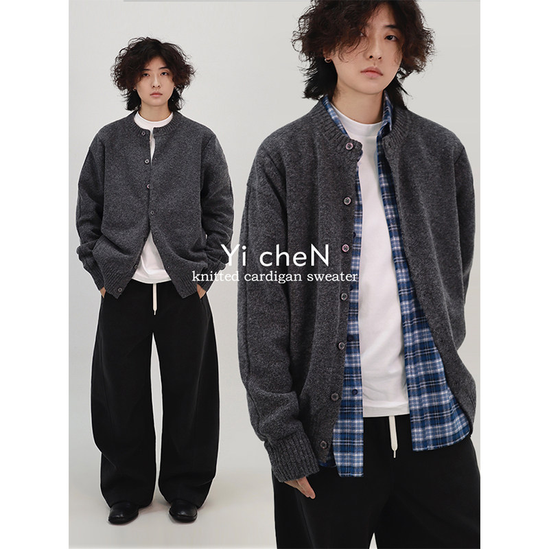 一衬YICHEN圆领慵懒感开衫毛衣