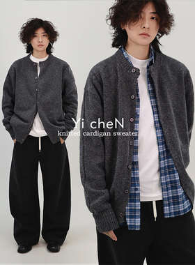 一衬YICHEN  秋冬新款圆领开衫毛衣慵懒风针织衫单排扣含羊毛外套