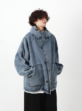 一衬YICHEN 春季新品连帽牛仔夹克外套复古百搭慵懒感设计款上衣