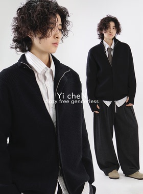 一衬YICHEN  秋冬羊毛开衫毛衣简约风拉链立领通勤百搭纯色针织衫