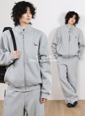 一衬YICHEN【腊肠狗系列】春秋开衫加厚开衫卫衣套装休闲百搭卫裤