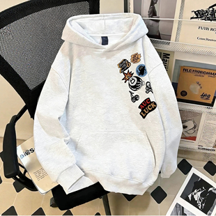 2025春秋冬新款男女童连帽卫衣中大童宽松休闲初中生加绒上衣潮牌