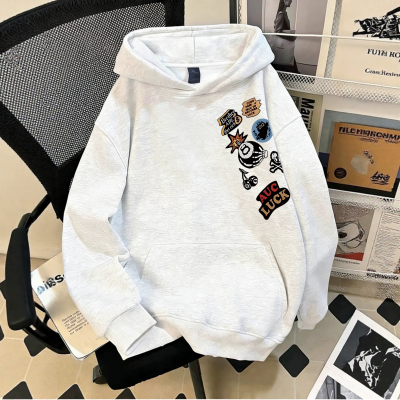 2025春秋冬新款男女童连帽卫衣中大童宽松休闲初中生加绒上衣潮牌