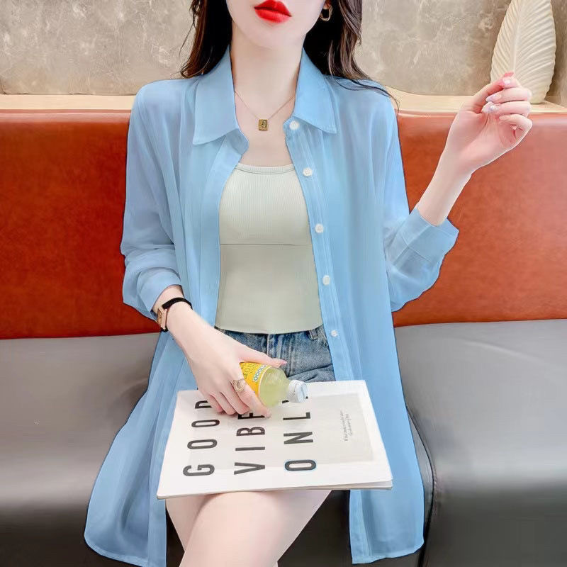 夏季2024新款冰丝薄款防晒衣衬衫