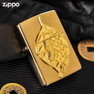 zippo防风煤油打火机男士 贴章一叶生财送男朋友生意礼物 官方正品