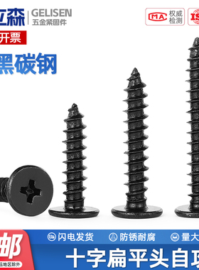 TRB 黑色CA十字扁平头自攻螺丝钉超薄自攻丝尖尾螺钉M1.2M2M3M4