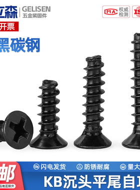 KB黑色加硬沉头平尾自攻螺丝平头电子小螺钉丝M1.4M1.7M2M2.3M3M4