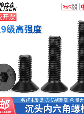 10.9级高强度沉头内六角螺丝平头螺钉平杯螺栓M3M4M5M6M8M10-M20