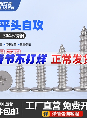 304不锈钢扁平头CA自攻螺丝薄头沉头十字平头木螺丝钉M2M3M4M5M6