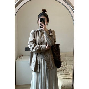 百搭休闲宽松立领短风衣 新款 FENG甜甜_设计感收腰工装 外套女秋季