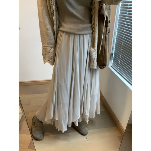 FENG甜甜_不规则半身裙女飘逸垂感纱裙温柔a字百搭内里加绒中长裙