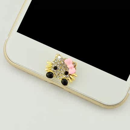 苹果iPhone6plus按键贴6s可爱卡通home金属水钻ipadmini按钮贴5s