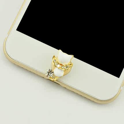苹果iPhone6plus按键贴6s可爱卡通home金属水钻ipadmini按钮贴5s