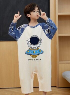 儿童连体睡衣男童秋季长袖家居服