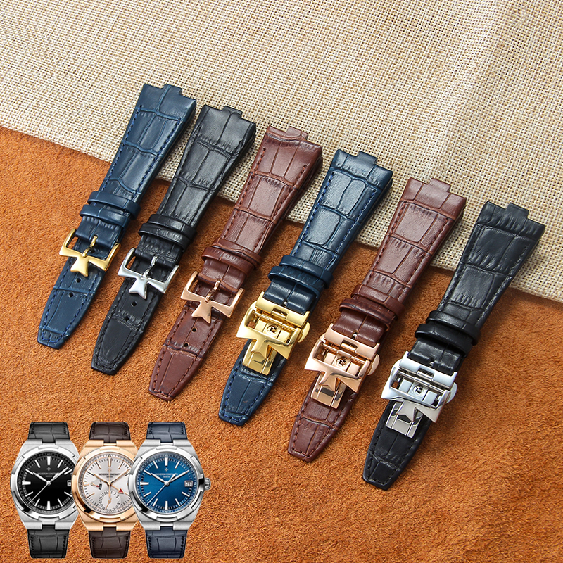 适用江诗丹顿纵横四海凸口表带鳄鱼皮P47040 P47450 4500V 5500V