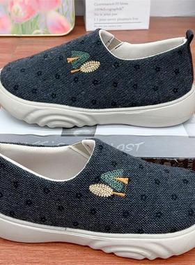 2024年秋季新款老北京布鞋妈妈鞋一脚蹬平底休闲宽松懒人时尚布鞋