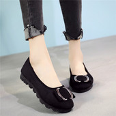 2018新款 女单豆豆黑色工作酒店一脚蹬孕妇妈妈鞋 春夏季 老北京布鞋