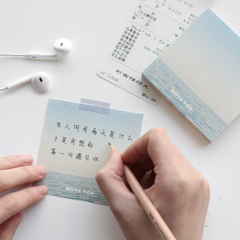 100 하늘 메시지 노트 패드 작은 노트 찢을 수 있는 비접착식 단순 수첩 소재 한국어 스타일
