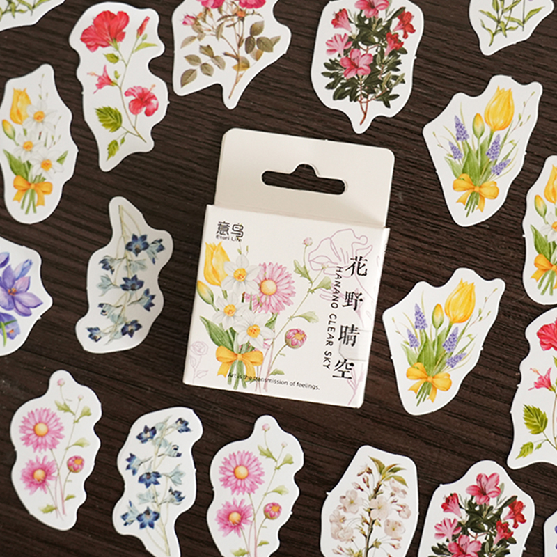 花野晴空花朵植物花瓣盒装贴纸