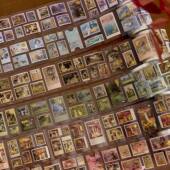 璀璨风华烫金邮票胶带复古花卉图鉴手账diy装 饰拼贴素材封口贴纸