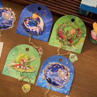 星光星岛金属书签王子与玫瑰立体书夹祝福礼品学生高颜值金属挂件