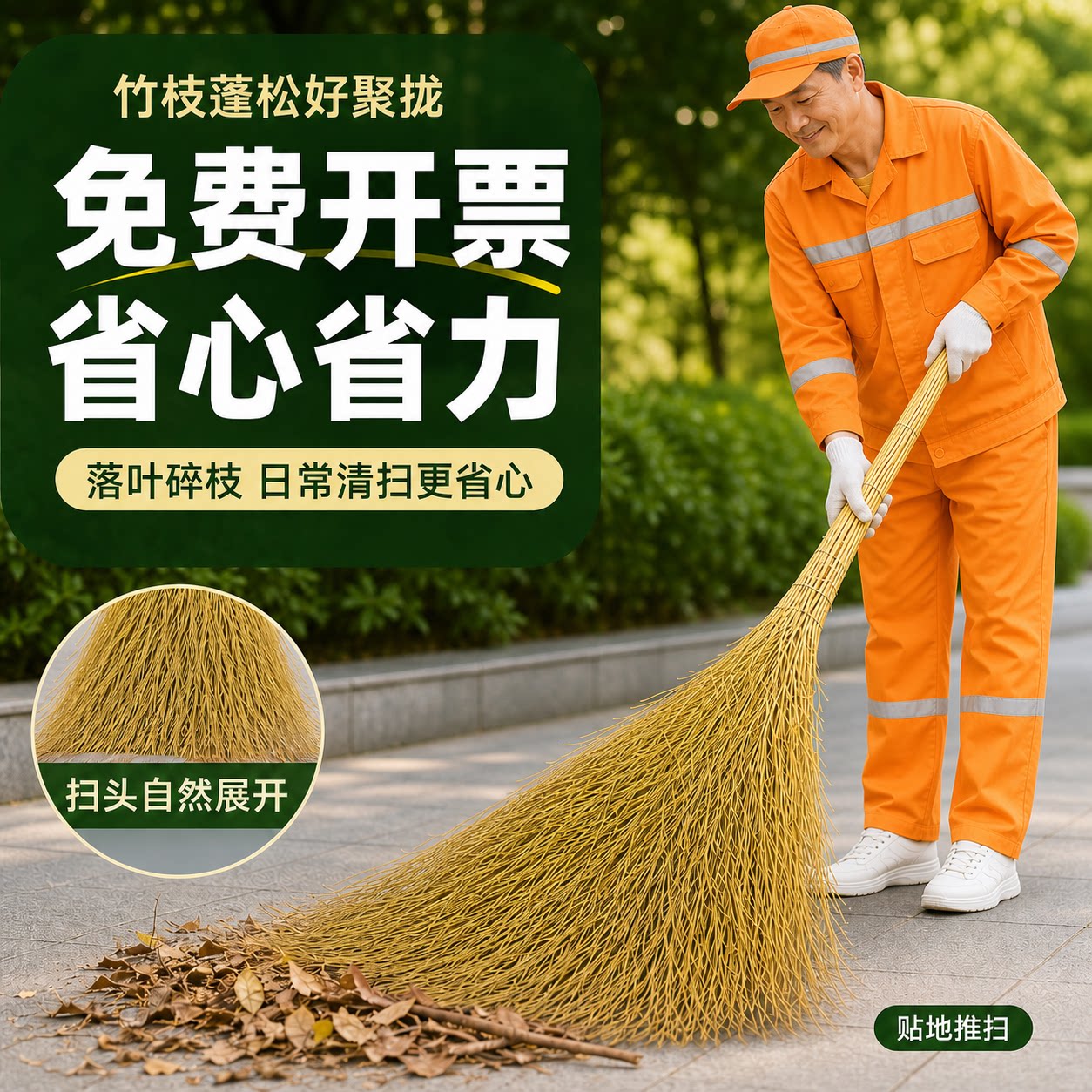 工业户外竹扫把扫马路