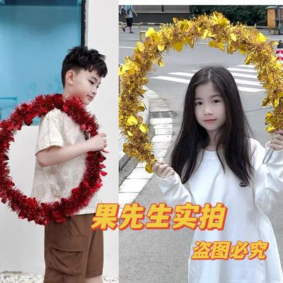 加密亮丝花环运动会开幕式早操器械操舞蹈硬圈花环手持道具幼儿园