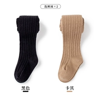 12-25 ℃ Spring и осень-колготки-черные+хаки [2 упаковки]