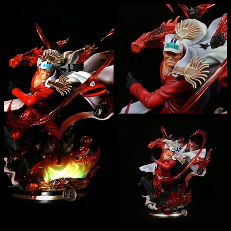 海贼王 大版 gk 燃风 赤犬大将 战斗场景 雕像 可发光 盒装手办