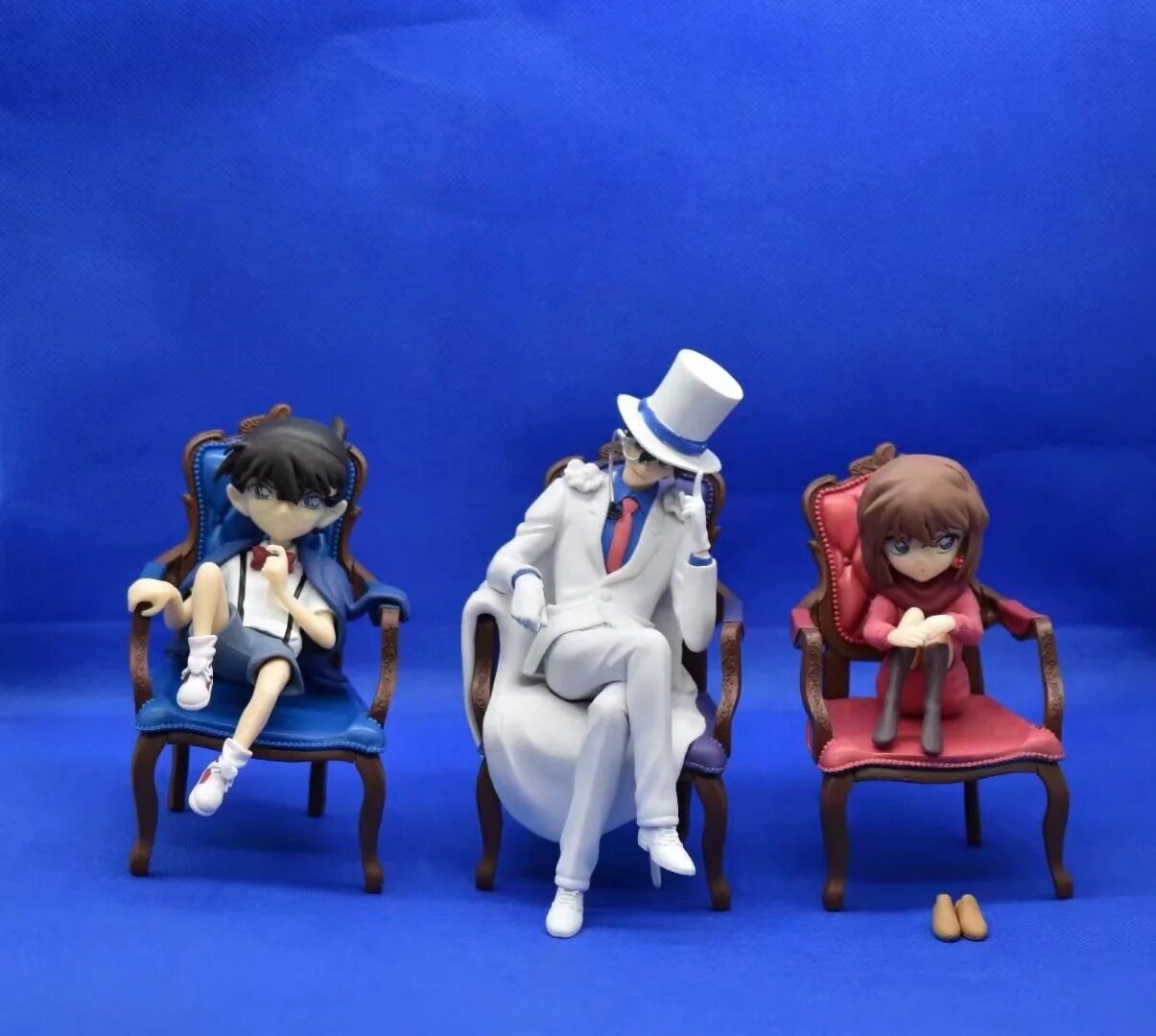 名侦探柯南 工藤新一 基德 霸气q版 柯南 灰原哀座椅摆件盒装手办