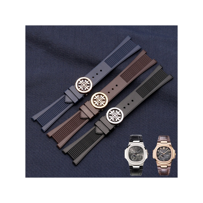 适用百达翡丽翡鹦鹉螺表带胶带5711 5712 7010G防水硅胶表带 25mm