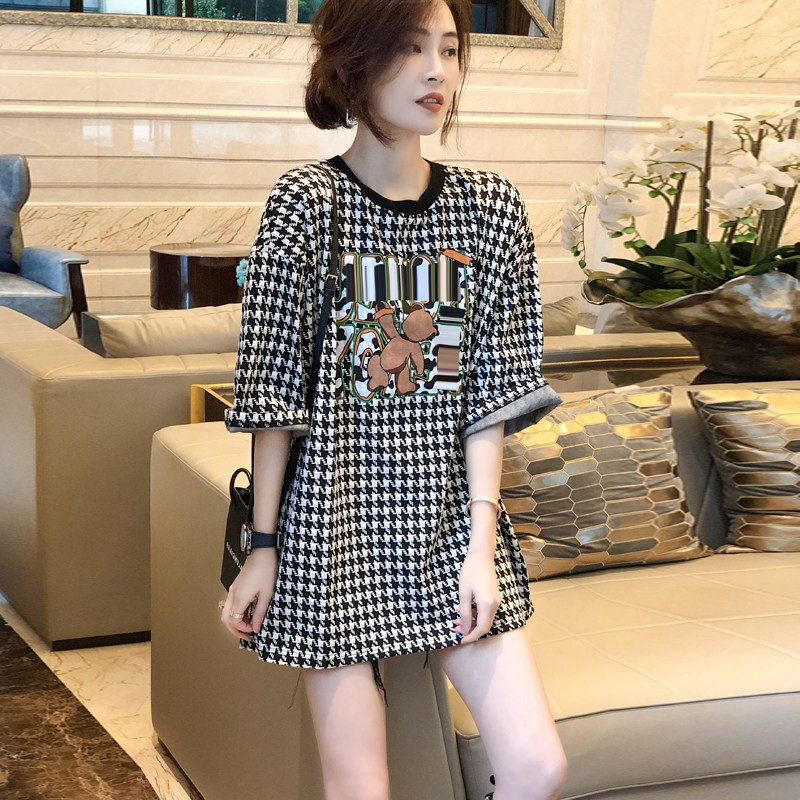 黑白格子连衣裙女欧洲站早秋2021新款欧货女装洋气休闲直筒裙子潮