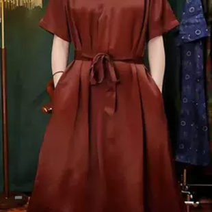 红云纱L老料气质显瘦大气柜子定制高货连衣裙优雅R