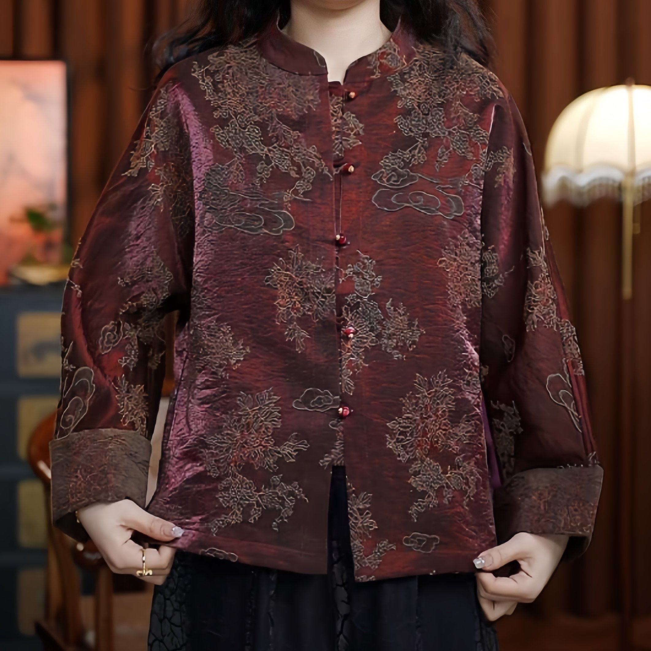 红妆(紫红色）双面双穿重工提花立领国风开衫外套女款新款,女装/女士精品,上衣,淘宝优惠券,粉丝福利购,淘宝优惠卷