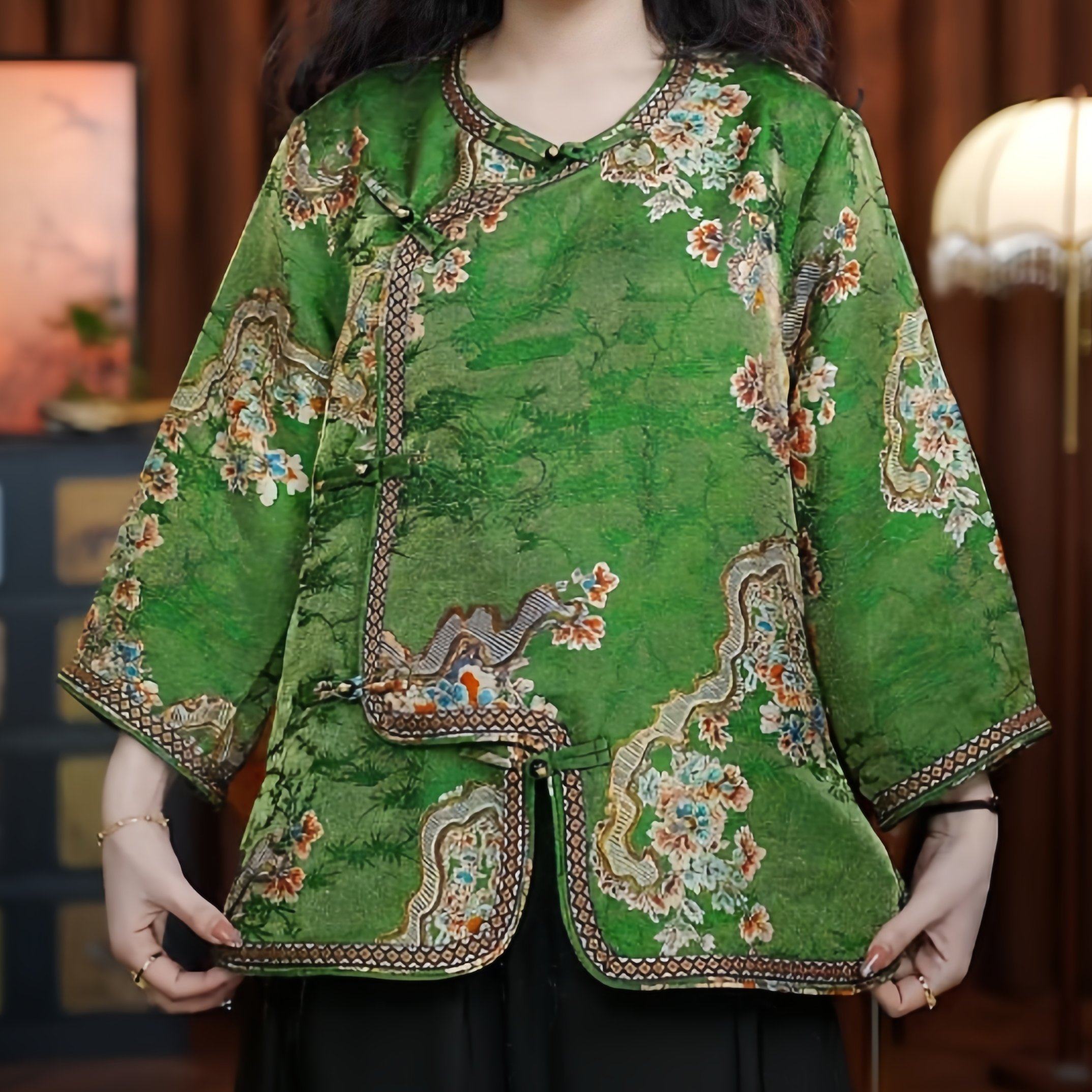 知否知否（绿色）2026新款圆领老料女装长袖开衫短款盘扣外套,女装/女士精品,连衣裙,淘宝优惠券,粉丝福利购,淘宝优惠卷