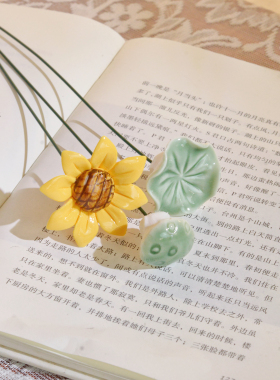 景德镇陶瓷花瓶手工花向日葵枝套组小清新摆件客厅装饰花插花
