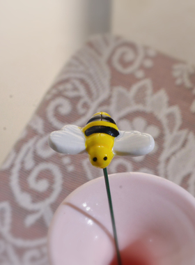陶瓷花园装饰插牌庭院仿小昆虫蜜蜂草坪桩插件搭配花瓶永生花
