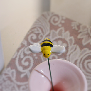 陶瓷花园装饰插牌庭院仿小昆虫蜜蜂草坪桩插件搭配花瓶永生花